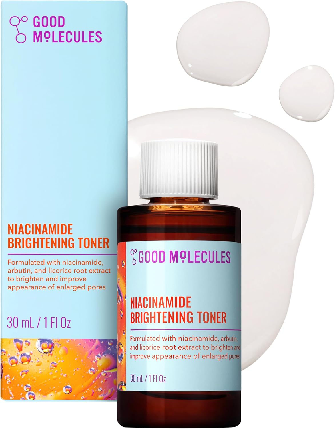 Good Molecules Tónico iluminador de niacinamida, tóner para rostro con niacinamida y arbutina para equilibrar el tono de la piel, minimizador de poros, cuidado de la piel para la cara