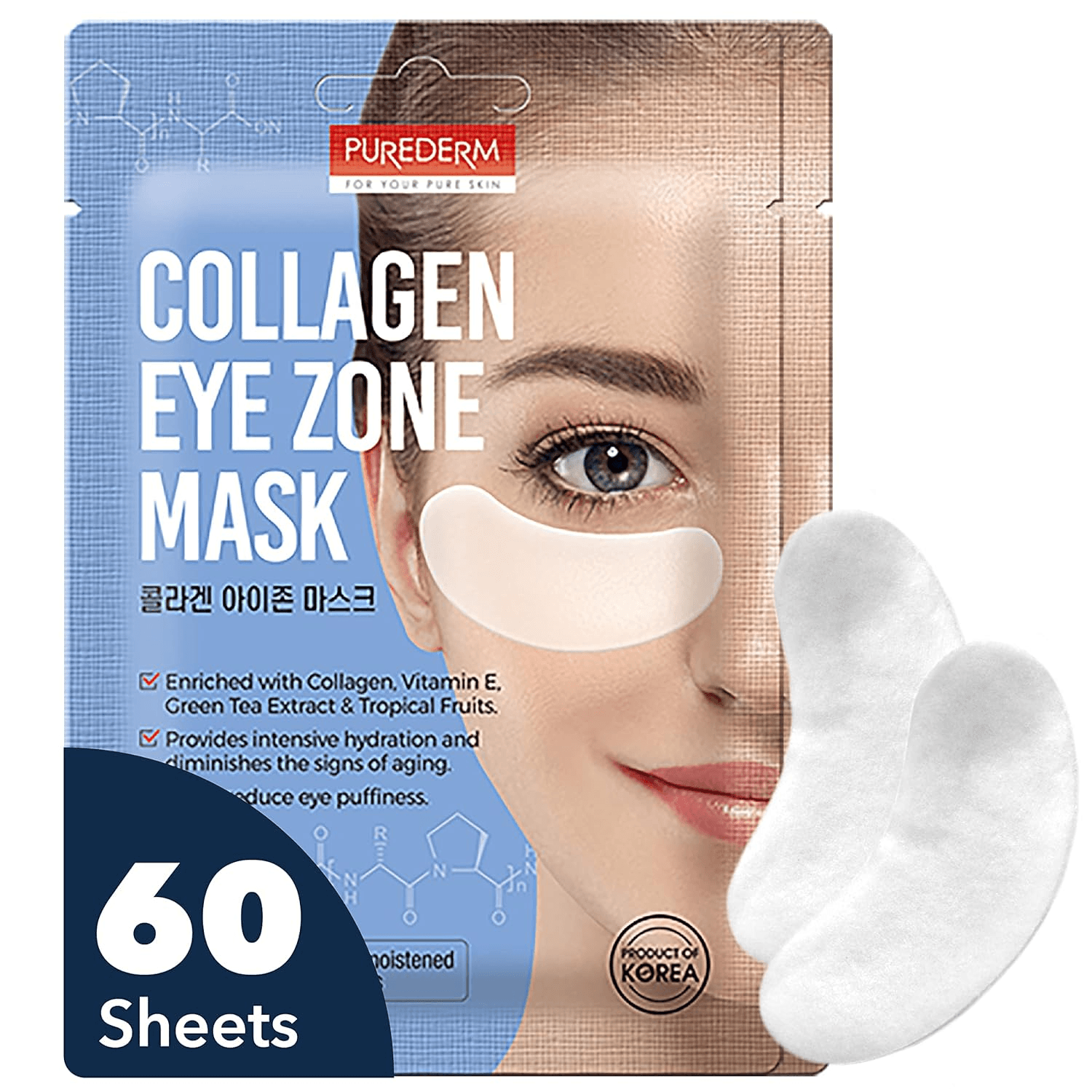 Producto Parches de almohadilla Purederm, mascarilla antiarrugas para zona de ojos, 2 unidades de 30 hojas en Nimu Care