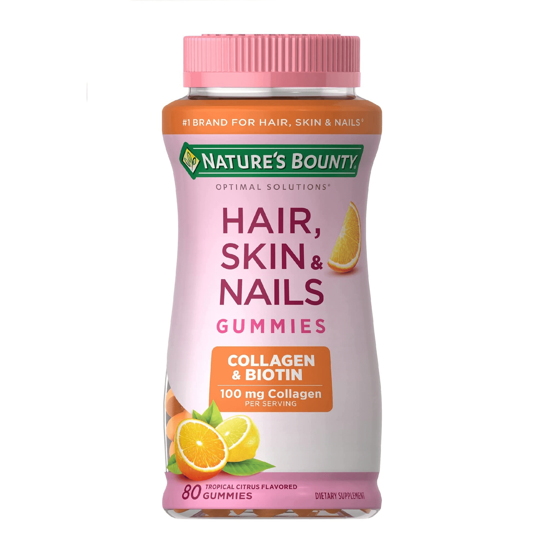 Suplemento Vitamínico para Cabello, Piel y Uñas con Biotina y Colágeno, Gomitas con Sabor Cítrico.